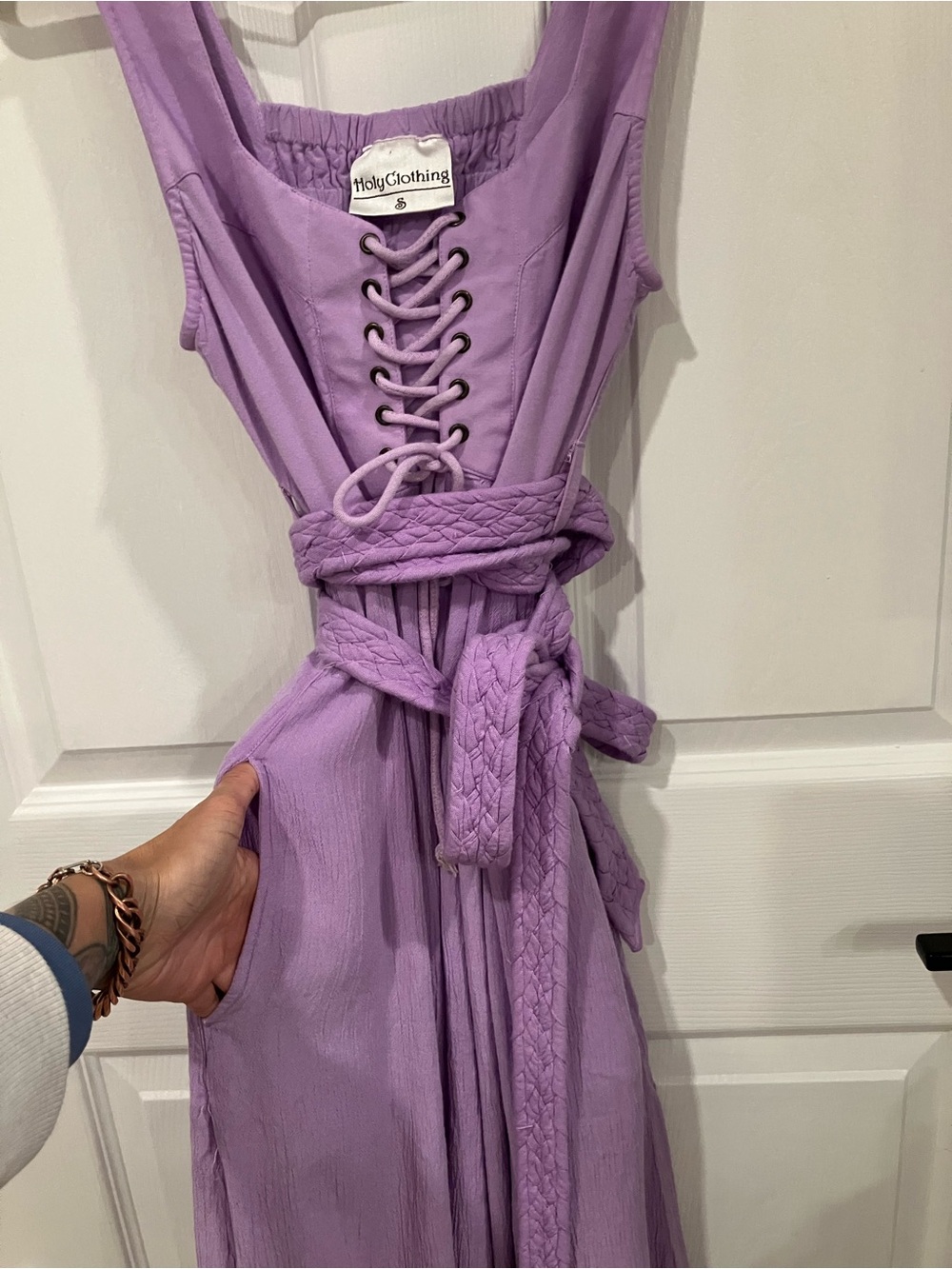 Lace Up Dress with Belt